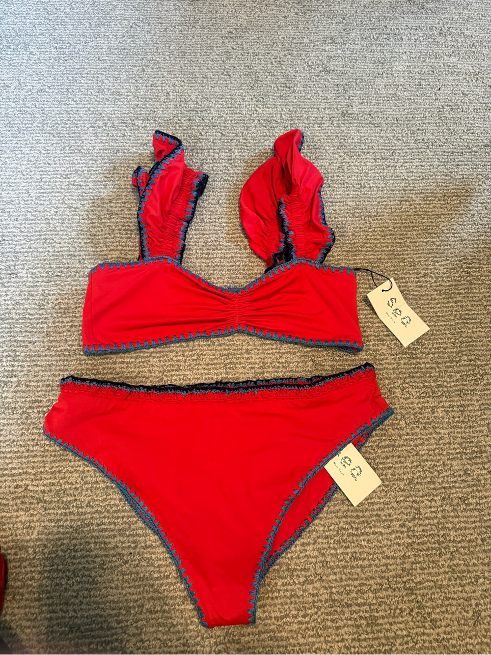 Sea New York Red Bikini with Blue Trim